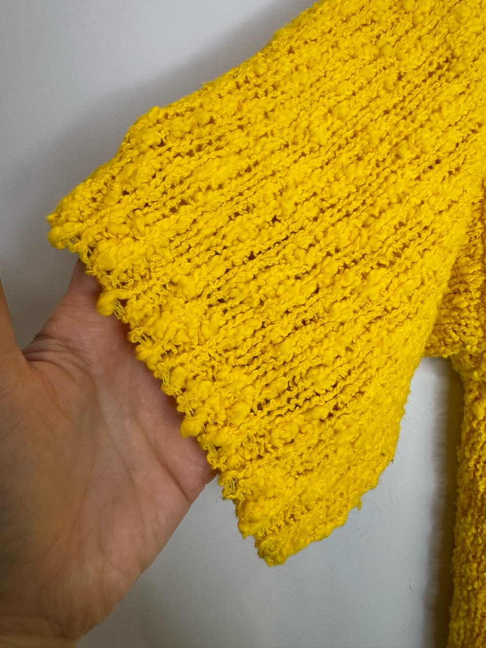 Vintage FairSet Bright Yellow Textured Knit Short-Sleeve Sweater size S - Picture 5 of 6